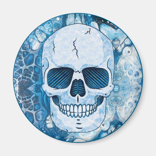 Cool Blue Skull Magnet (Front)