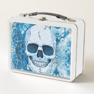 Cool Blue Skull Metal Lunch Box