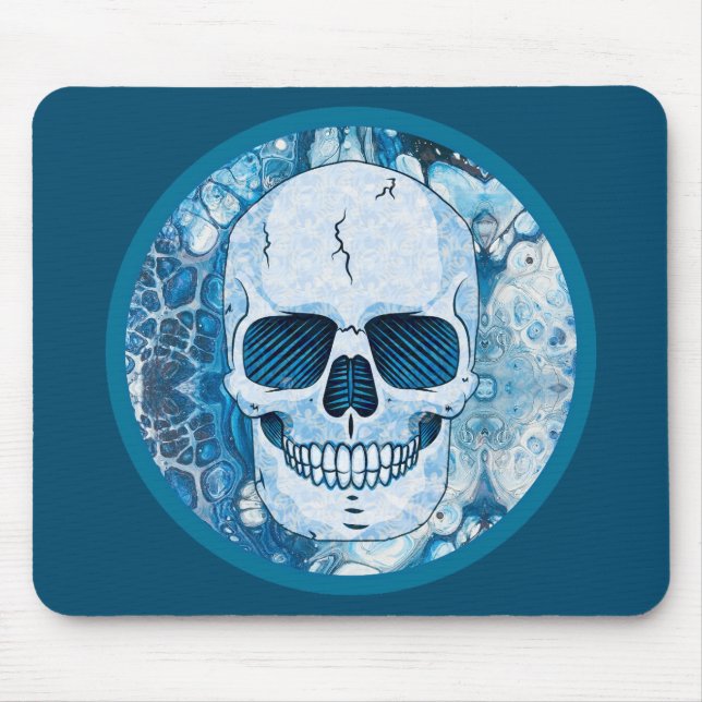Cool Blue Skull Mouse Pad (Front)