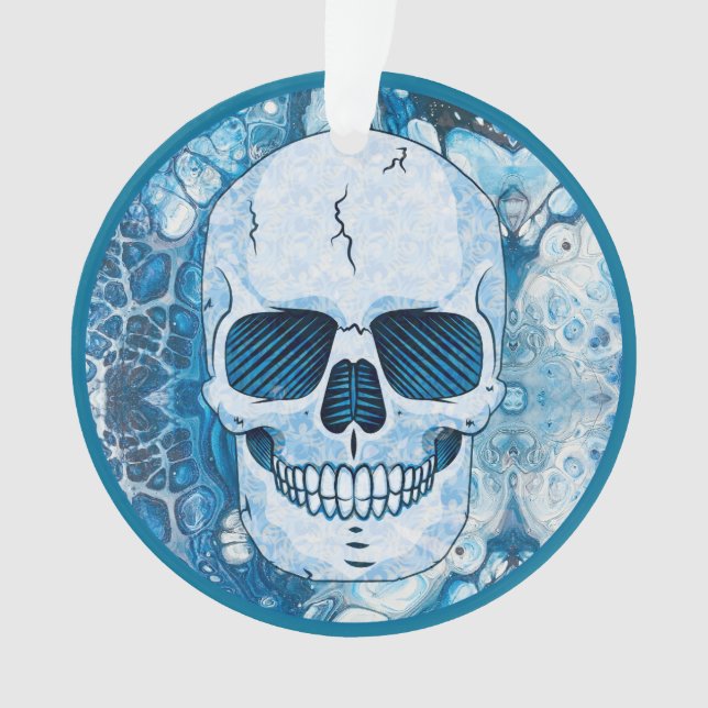 Cool Blue Skull Ornament (Front)