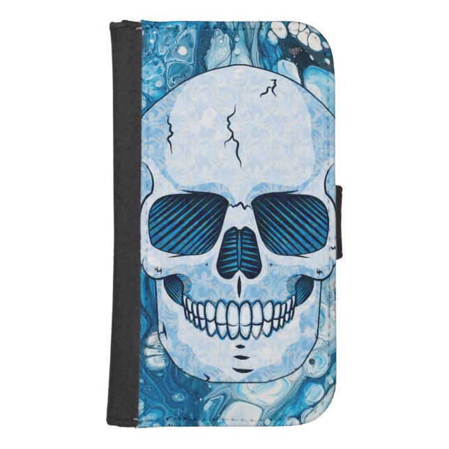 Cool Blue Skull Samsung Galaxy Wallet Case (Front)