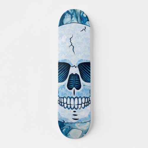 Cool Blue Skull Skateboard