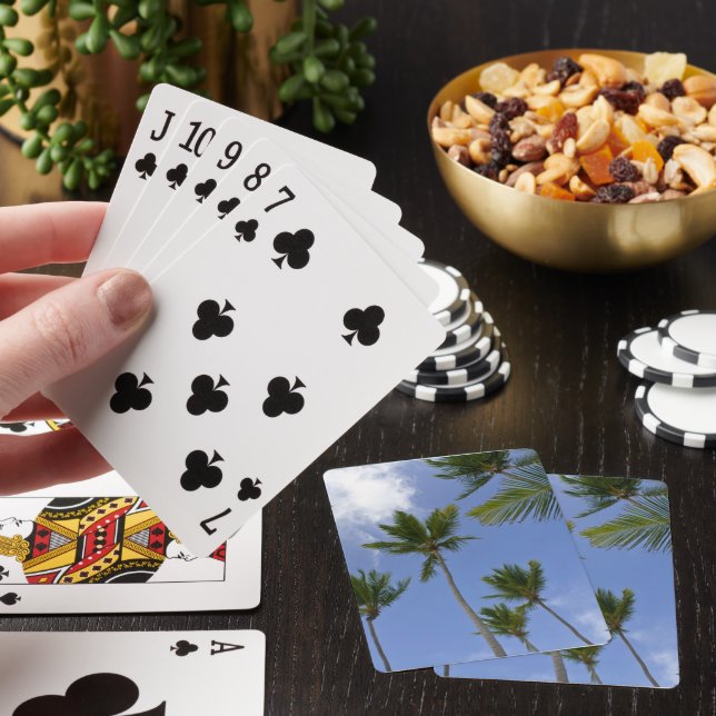 Cool Blue Sky and Palm Trees Poker Cards (In Situ)