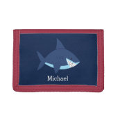 Cool Blue Smiling Shark Trifold Wallet (Front)