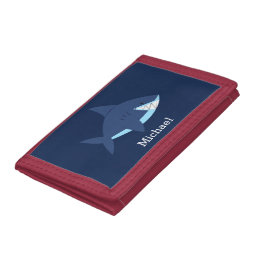 Cool Blue Smiling Shark Trifold Wallet