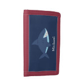 Cool Blue Smiling Shark Trifold Wallet (Side)