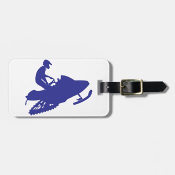 Cool Blue Snowmobiler Luggage Tag by Incatneato at Zazzle