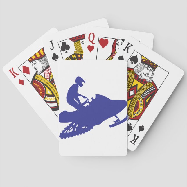 Cool Blue Snowmobiler Poker Cards (Back)