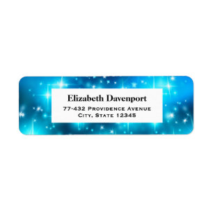 Cool Blue Sparkling Lights Abstract Space Label