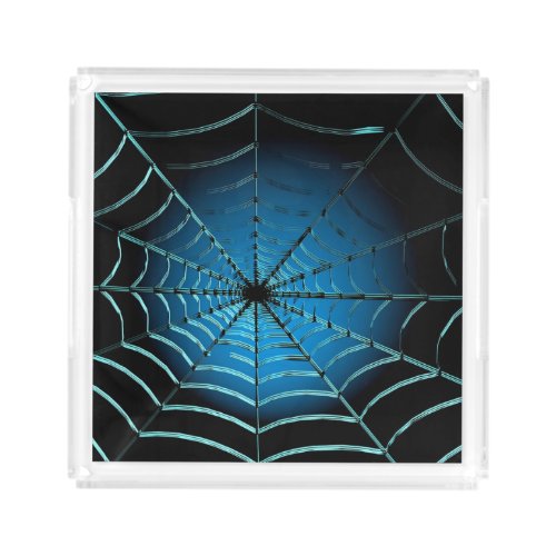 Cool Blue Spider Web Acrylic Tray