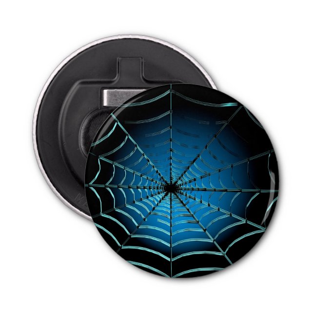 Cool Blue Spider Web Bottle Opener (Front)