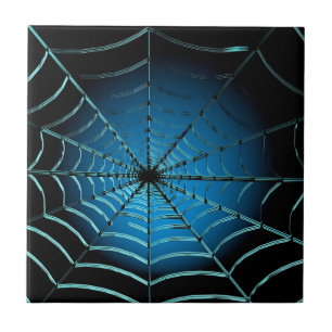 Cool Blue Spider Web Ceramic Tile