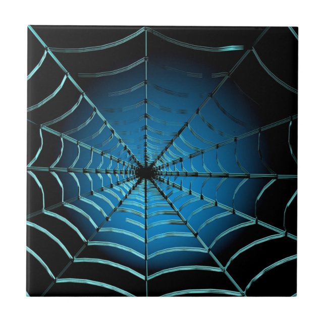 Cool Blue Spider Web Ceramic Tile (Front)