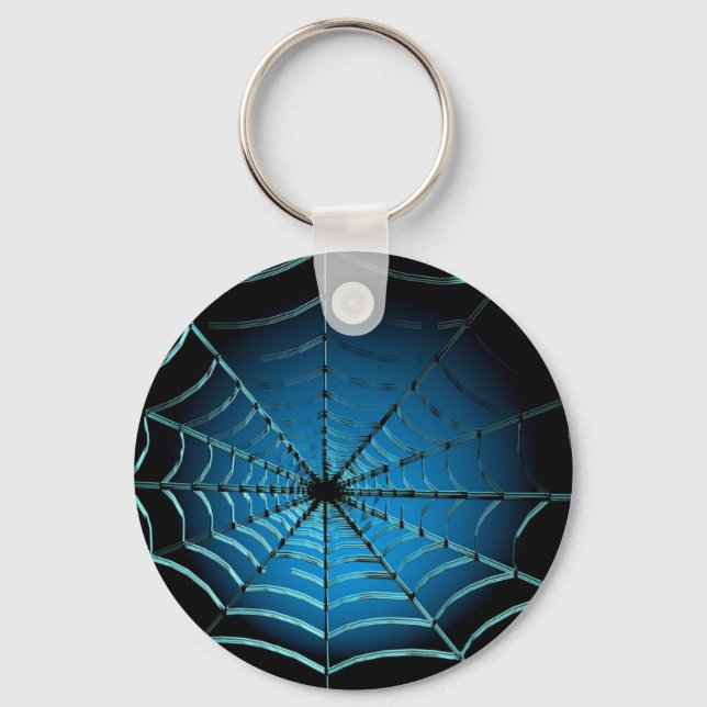 Cool Blue Spider Web Keychain (Front)