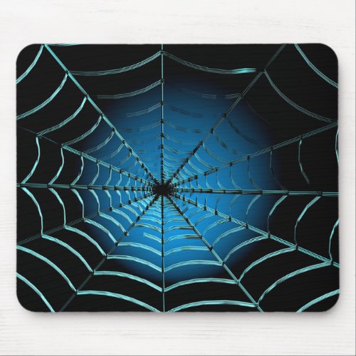 Cool Blue Spider Web Mouse Pad