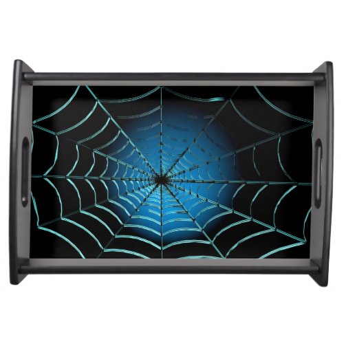 Cool Blue Spider Web Serving Tray