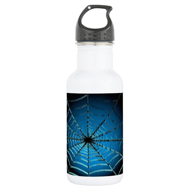 Cool Blue Spider Web Stainless Steel Water Bottle (Front)