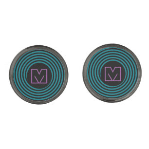 Cool Blue Spiral Vortex Monogram Cufflinks