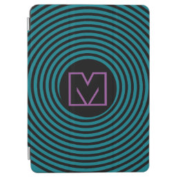 Cool Blue Spiral Vortex Monogram iPad Air Cover