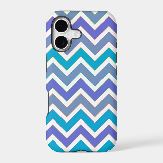Cool Blue Sporty Chevron Pattern Iphone Case (Back)