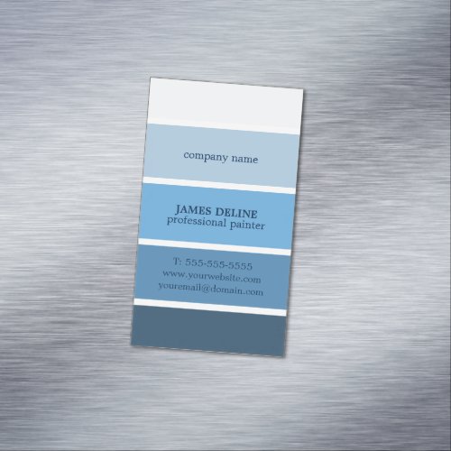 Cool Blue Striped Professional Painter Business Card Magnet