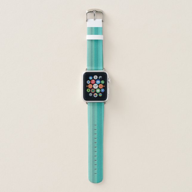 Cool Blue Striped Weathered Look Apple Watch Band (Front)