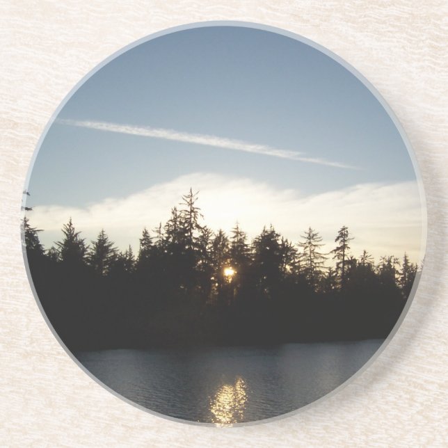 Cool Blue Sunset Sandstone Coaster (Front)