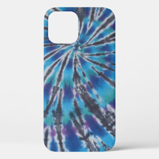Cool Blue Swirl Spiral Tie Dye iPhone 12 Case