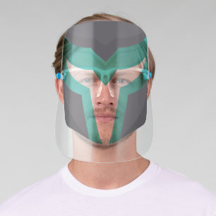 Cool Blue & Teal Green Superhero Helmet Face Shield