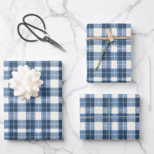 Cool blue tiled plaid pattern  wrapping paper sheets