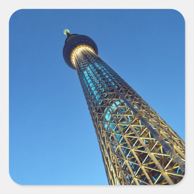 Cool Blue Tokyo Skytree: Japan Square Sticker (Front)
