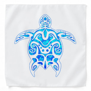 Cool Blue Tribal Turtle Bandana