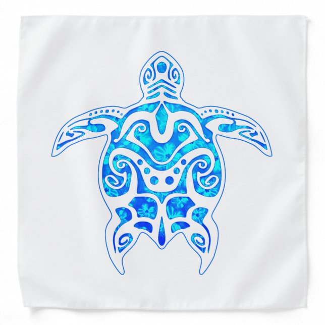 Cool Blue Tribal Turtle Bandana (Front)