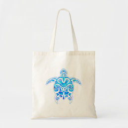 Cool Blue Tribal Turtle Tote Bag