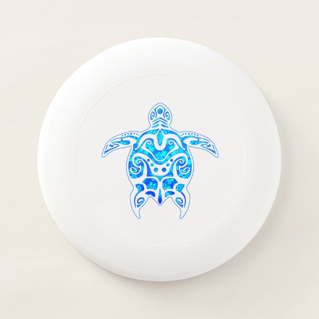 Cool Blue Tribal Turtle Wham-O Frisbee (Front)