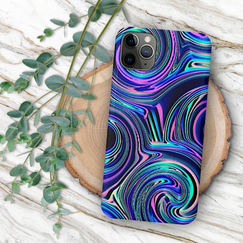 Cool Blue Turquoise Purple Pink Spiral Art Pattern iPhone 11 Pro Max Case