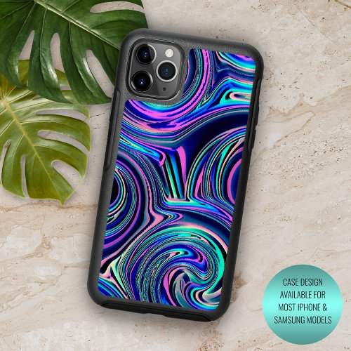 Cool Blue Turquoise Purple Pink Spiral Art Pattern iPhone 13 Case