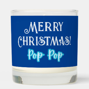 Cool Blue Typography Merry Christmas Pop Pop Scented Candle