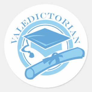 Cool Blue Valedictorian Graduation Gift Classic Round Sticker