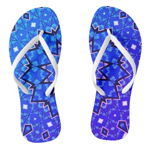 Cool Blue Vibrant Dynamic Pattern Flip Flops