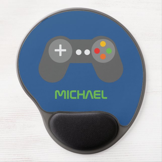 Cool Blue Video Game Controller Gel Mouse Pad (Front)