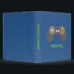 Cool Blue Video Game Controller Personalized  3 Ring Binder<br><div class="desc">Personalize it with your name,  monogram,  gamer tag,  or any text of your choice. Matching products available at our store.</div>