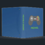 Cool Blue Video Game Controller Personalized  3 Ring Binder<br><div class="desc">Personalize it with your name,  monogram,  gamer tag,  or any text of your choice. Matching products available at our store.</div>