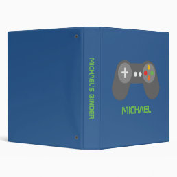 Cool Blue Video Game Controller Personalized  3 Ring Binder