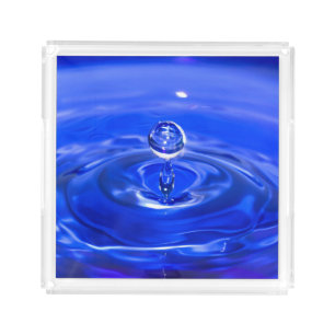 Cool Blue Water Droplet Acrylic Tray