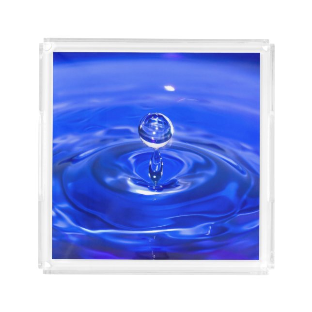 Cool Blue Water Droplet Acrylic Tray (Front)