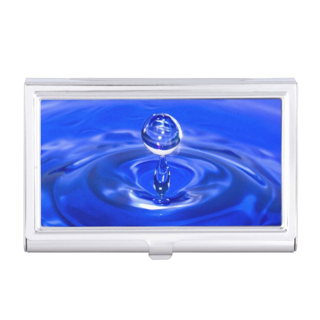 Cool Blue Water Droplet Business Card Case (Front)