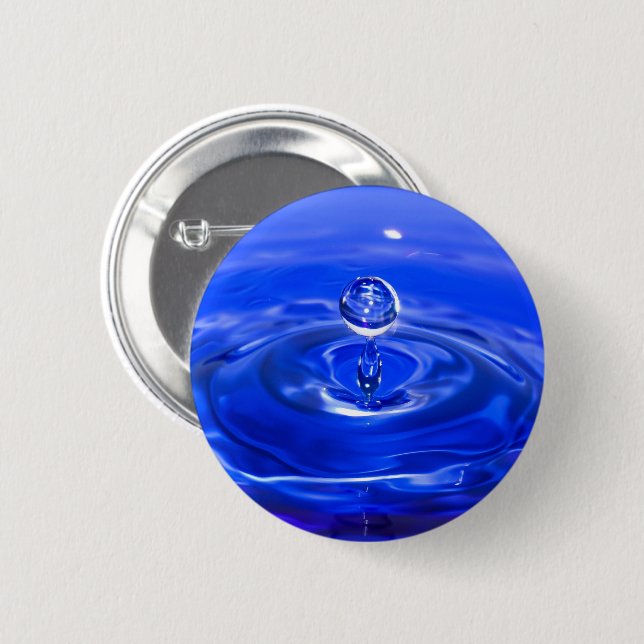 Cool Blue Water Droplet Button (Front & Back)