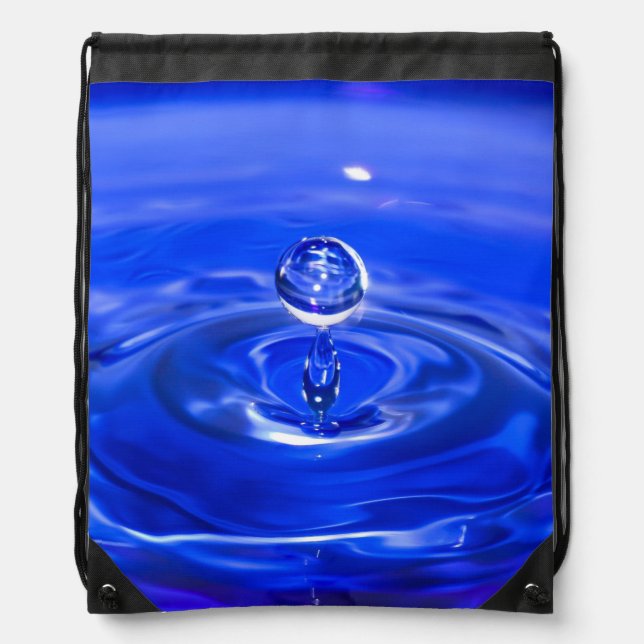 Cool Blue Water Droplet Drawstring Bag (Front)