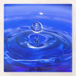 Cool Blue Water Droplet Glass Coaster
